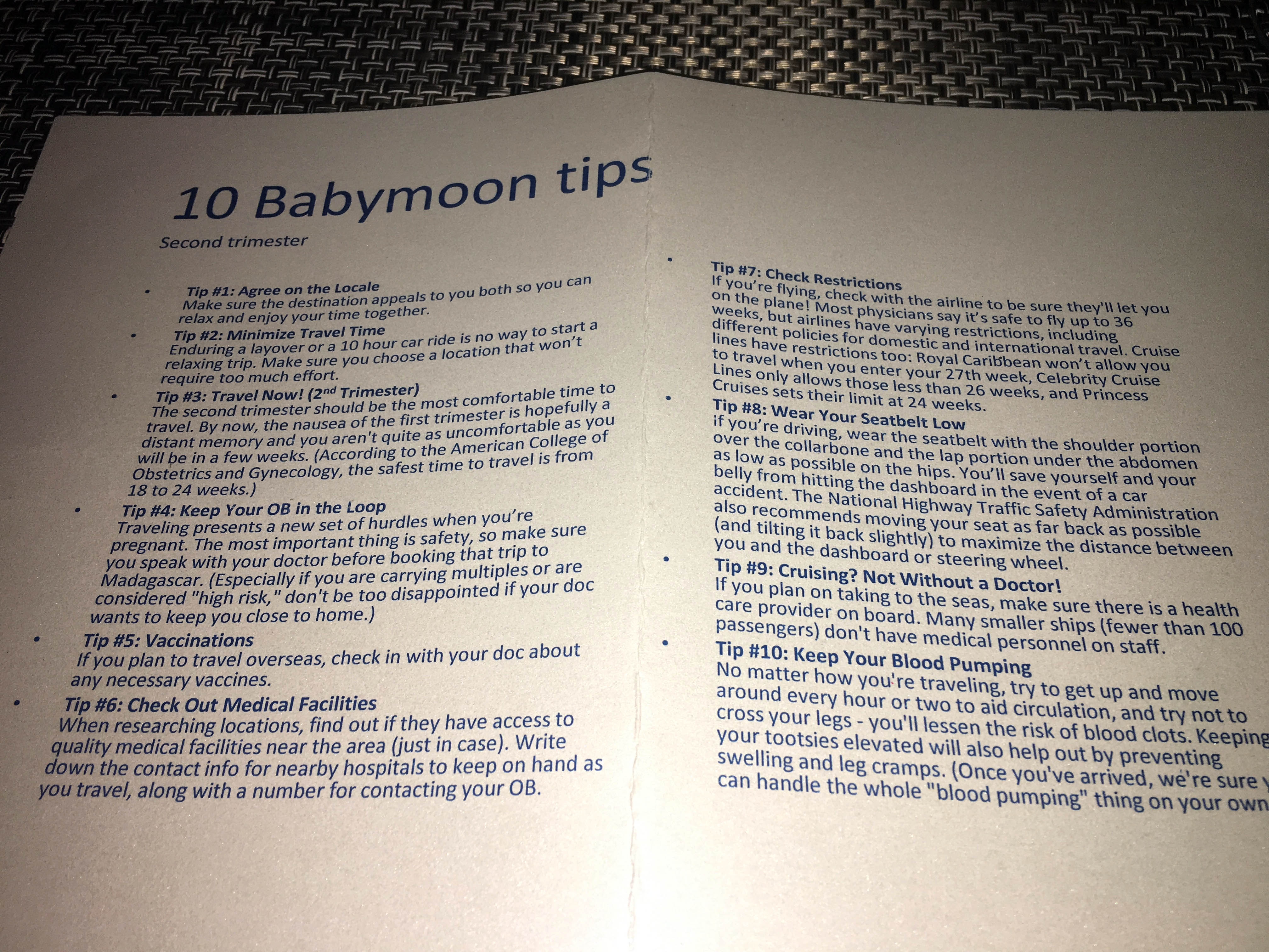 Babymoon Card - Tips