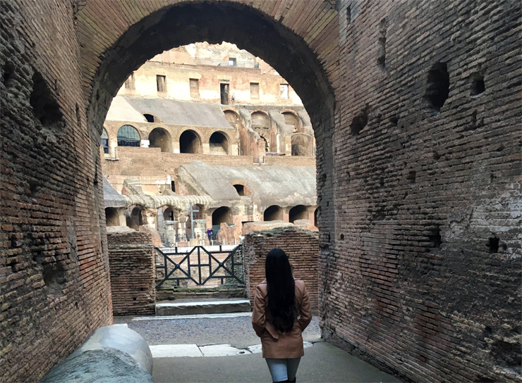 Walking into the arena of the Colosseum
