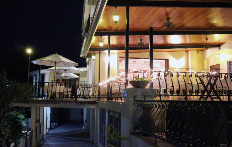 The San ignacio retsort hotel terrace by night