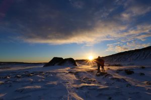 Epic sunset on the glacier