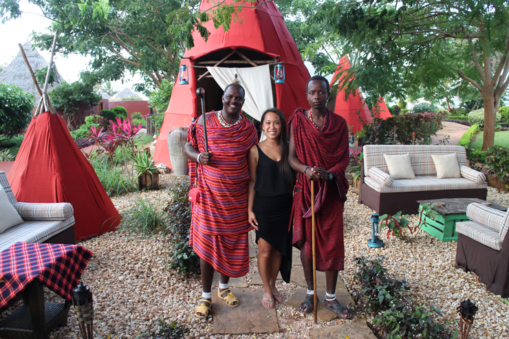 With Masai warriors